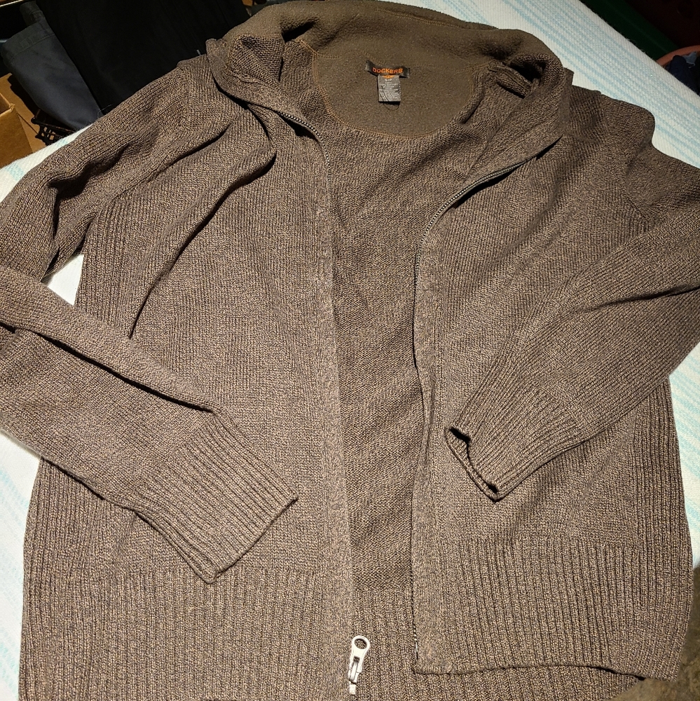 New Men's Brown zip up Sweater
